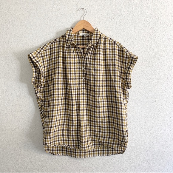 Madewell Tops - MADEWELL brown and yellow gingham top